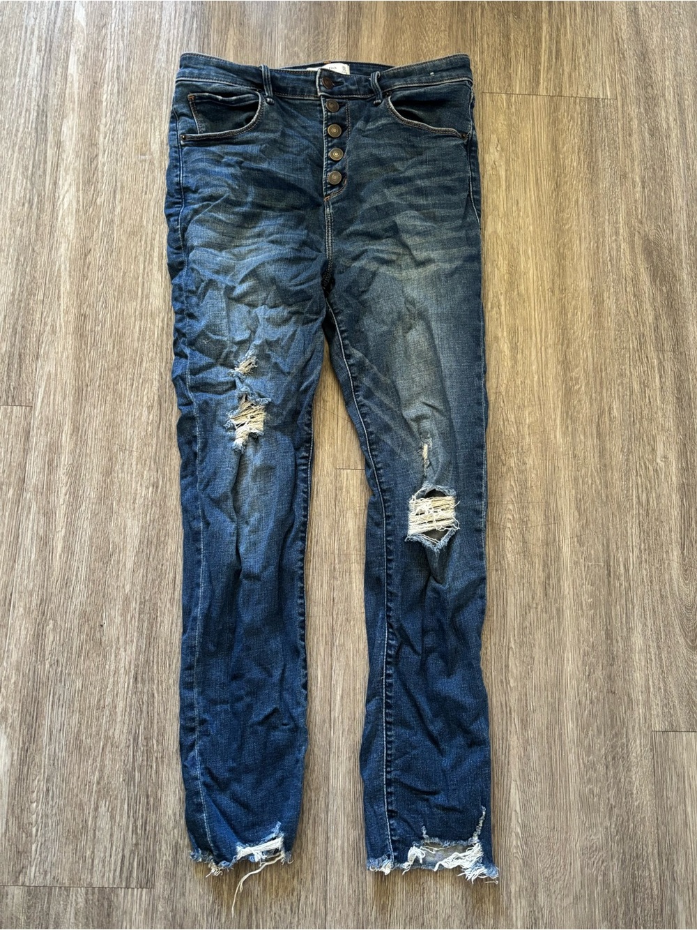 Abercrombie & Fitch Dark Blue Distressed Skinny Jeans